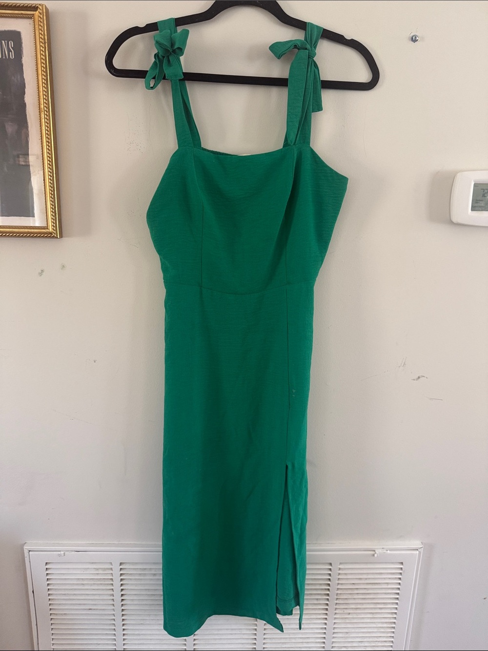 Emerald Tie-Shoulder Midi Dress
